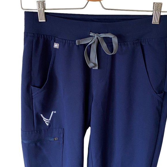 FIGS Technical Collection Zamora Ankle Cuff Tapered Leg Blue Scrub Jogger Pants - Picture 3 of 16